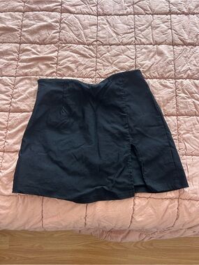 Women's Black Mini Skirt with Front Slit